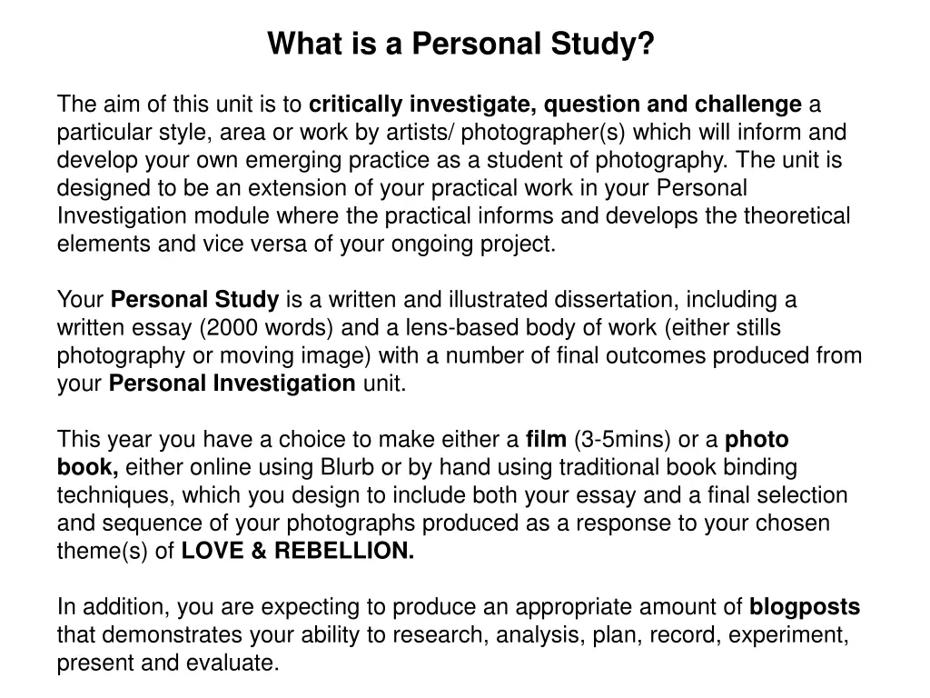 what is a personal study