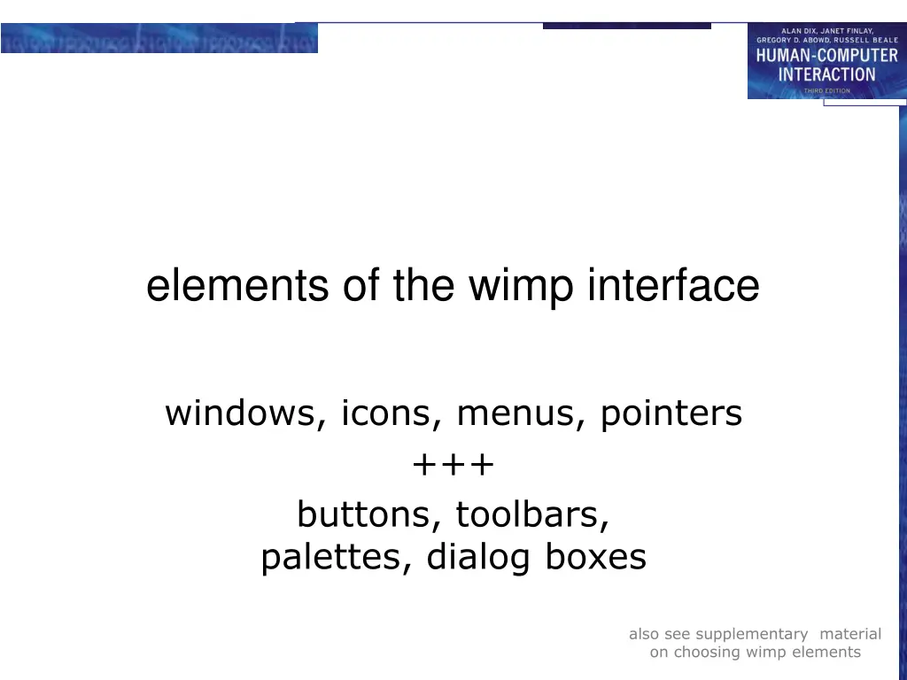 elements of the wimp interface