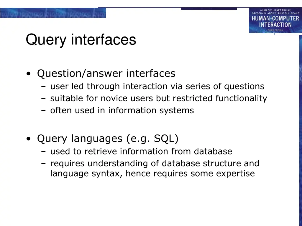 query interfaces