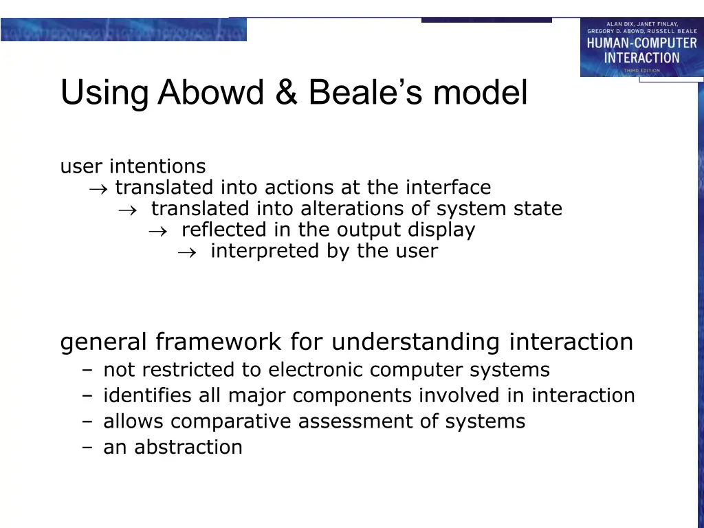 using abowd beale s model