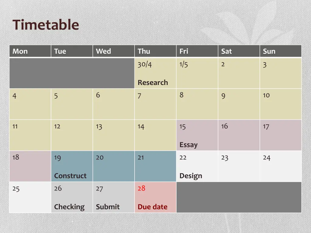 timetable