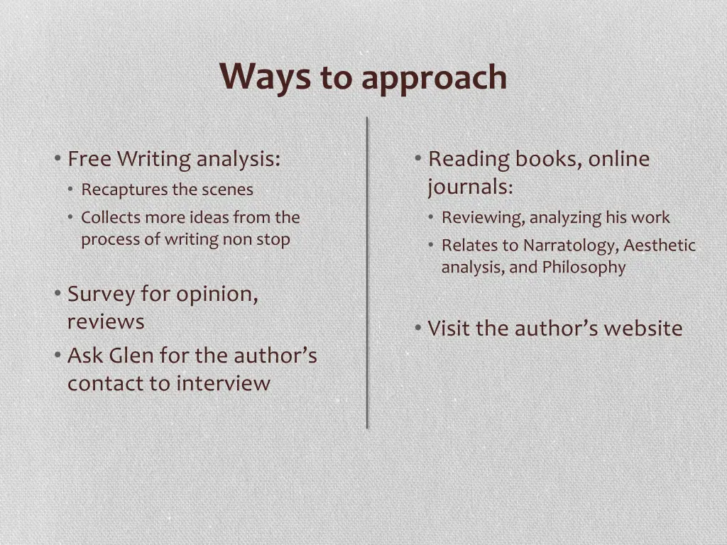 ways to approach