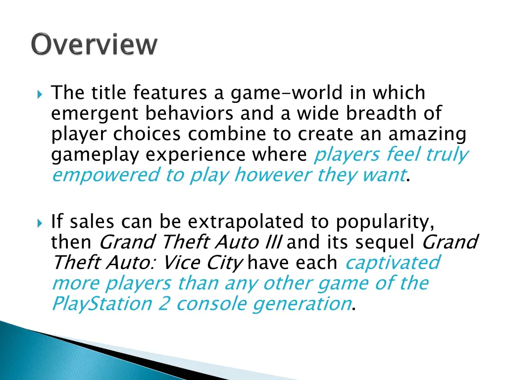 the title features a game world in which emergent 1