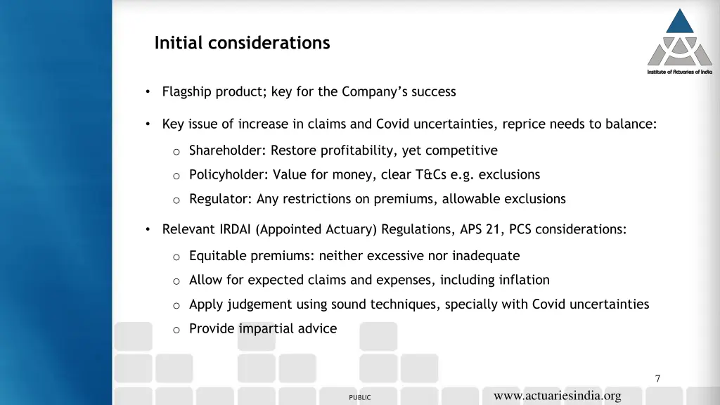 initial considerations