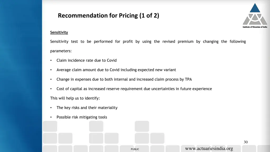 recommendation for pricing 1 of 2 1