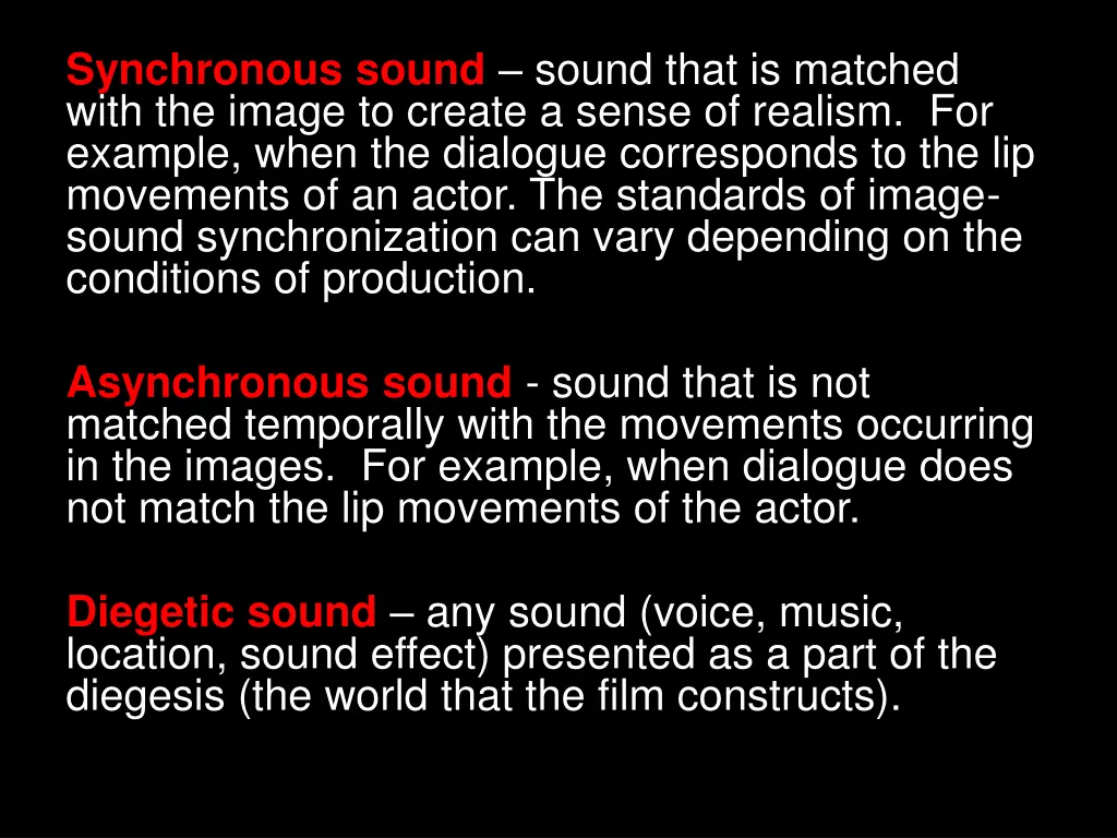 synchronous sound sound that is matched with