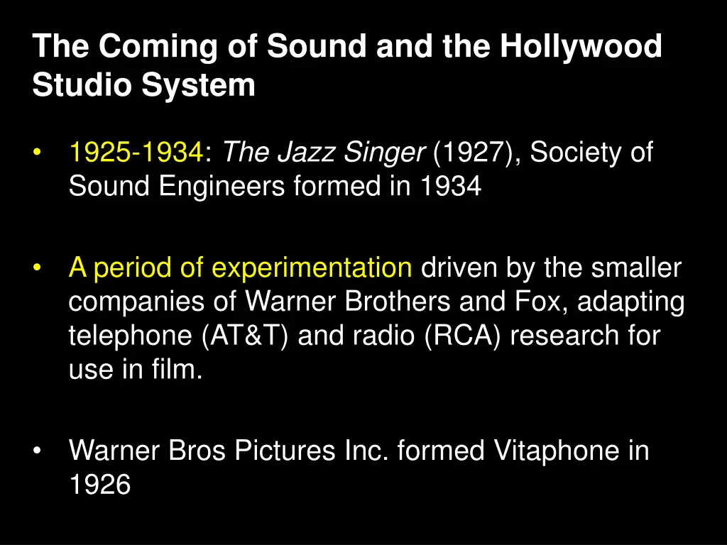 the coming of sound and the hollywood studio 1