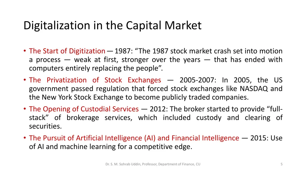 digitalization in the capital market