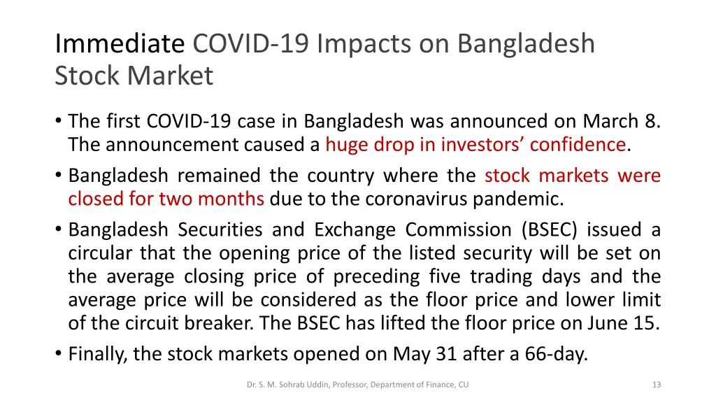 immediate covid 19 impacts on bangladesh stock