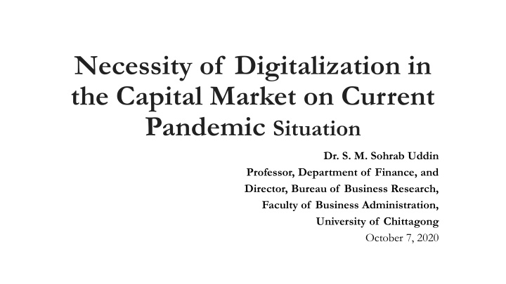 necessity of digitalization in the capital market