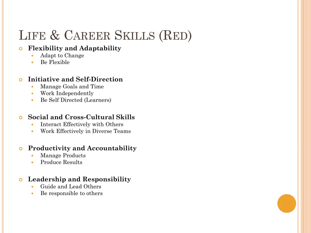 l ife c areer s kills r ed flexibility