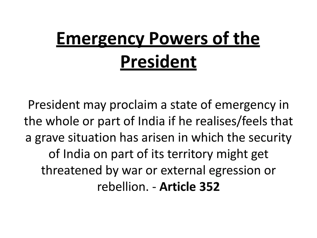 emergency powers of the president