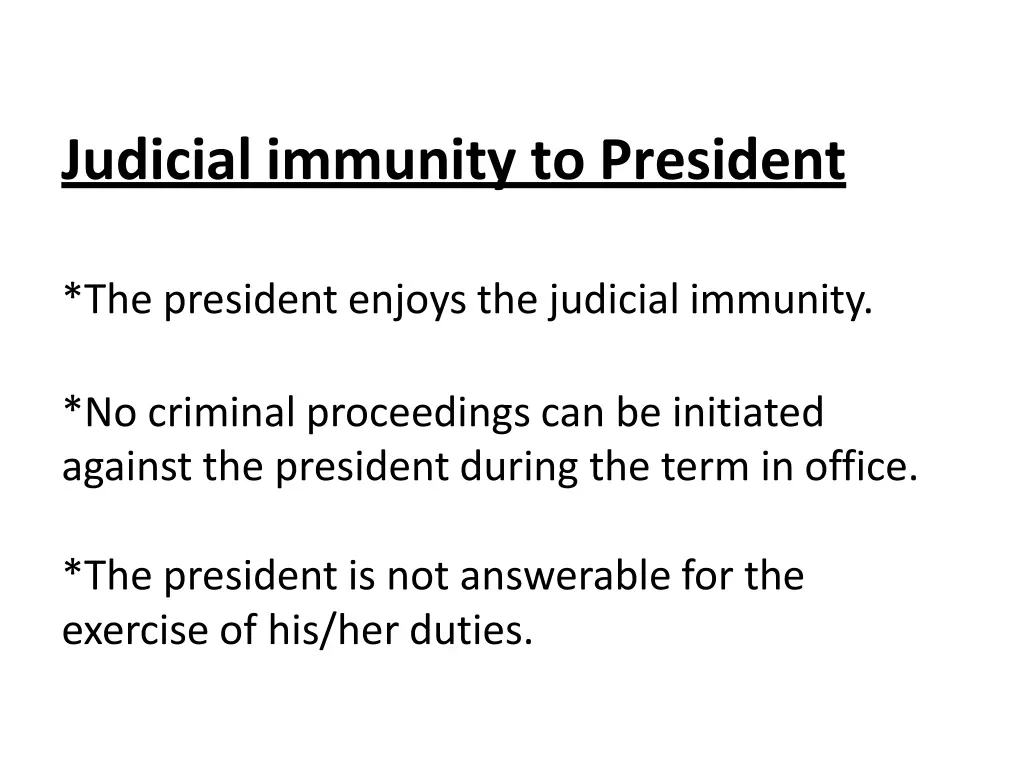 judicial immunity to president