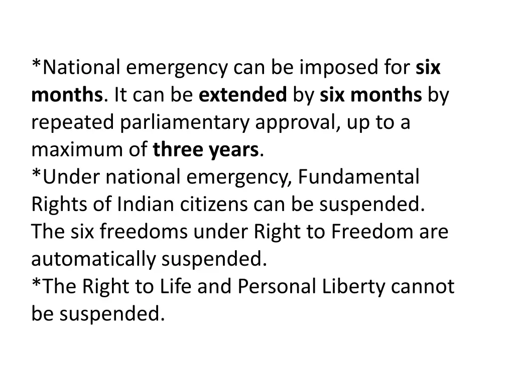 national emergency can be imposed for six months