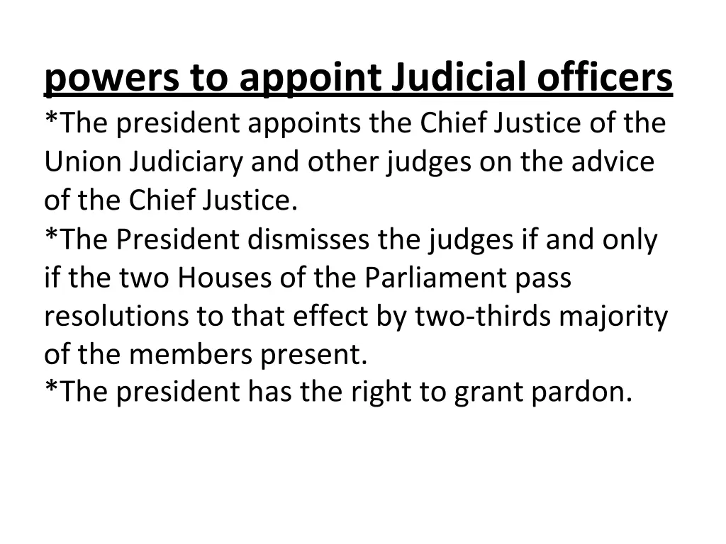 powers to appoint judicial officers the president