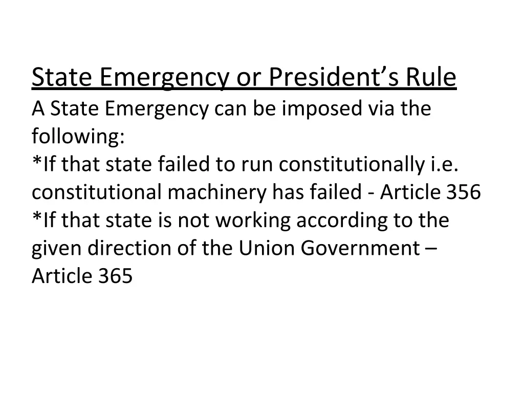 state emergency or president s rule a state