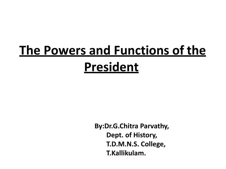 the powers and functions of the president