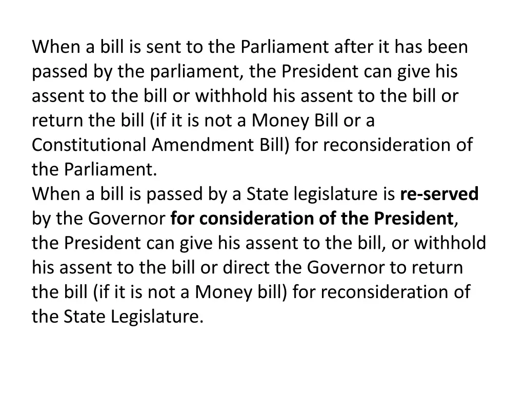when a bill is sent to the parliament after