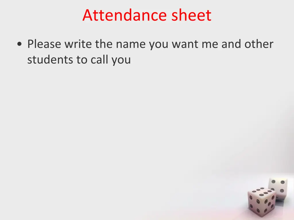 attendance sheet