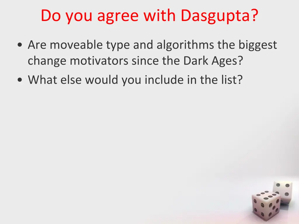 do you agree with dasgupta