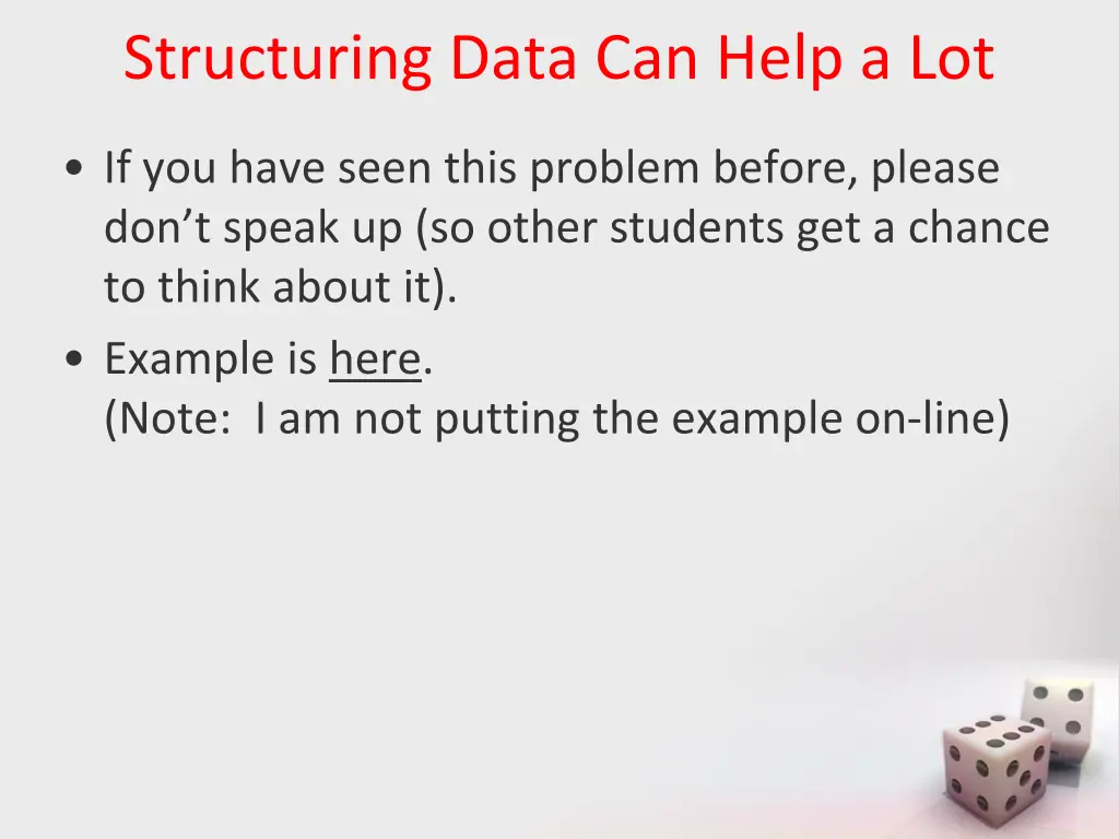 structuring data can help a lot
