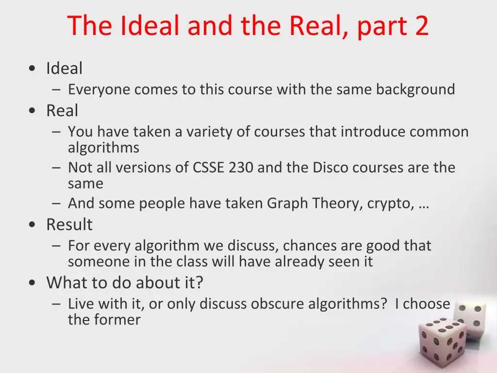 the ideal and the real part 2