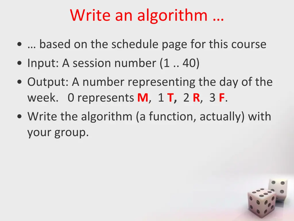 write an algorithm