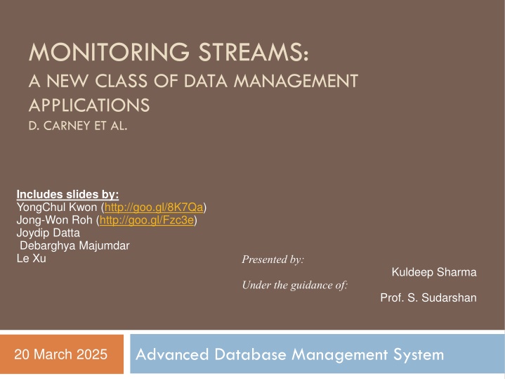 monitoring streams a new class of data management
