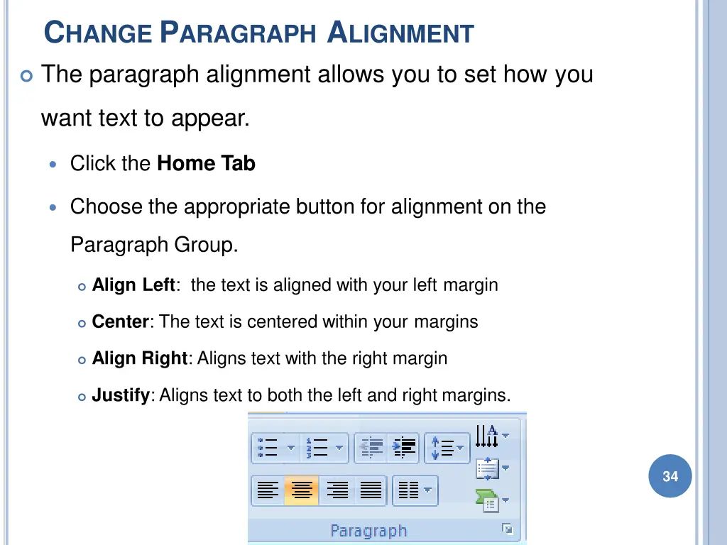c hange p aragraph a lignment
