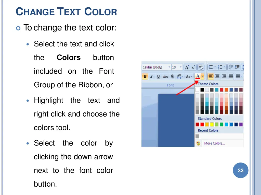 c hange t ext c olor