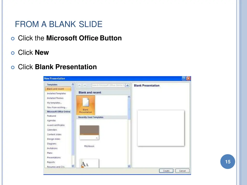 from a blank slide