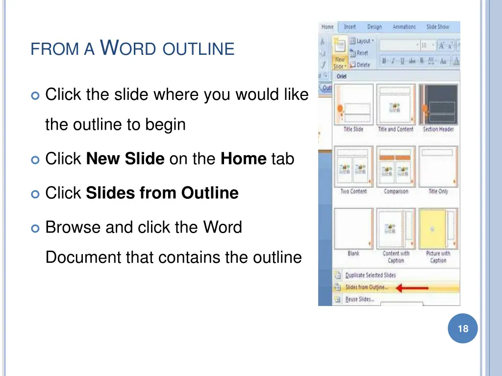 from a w ord outline