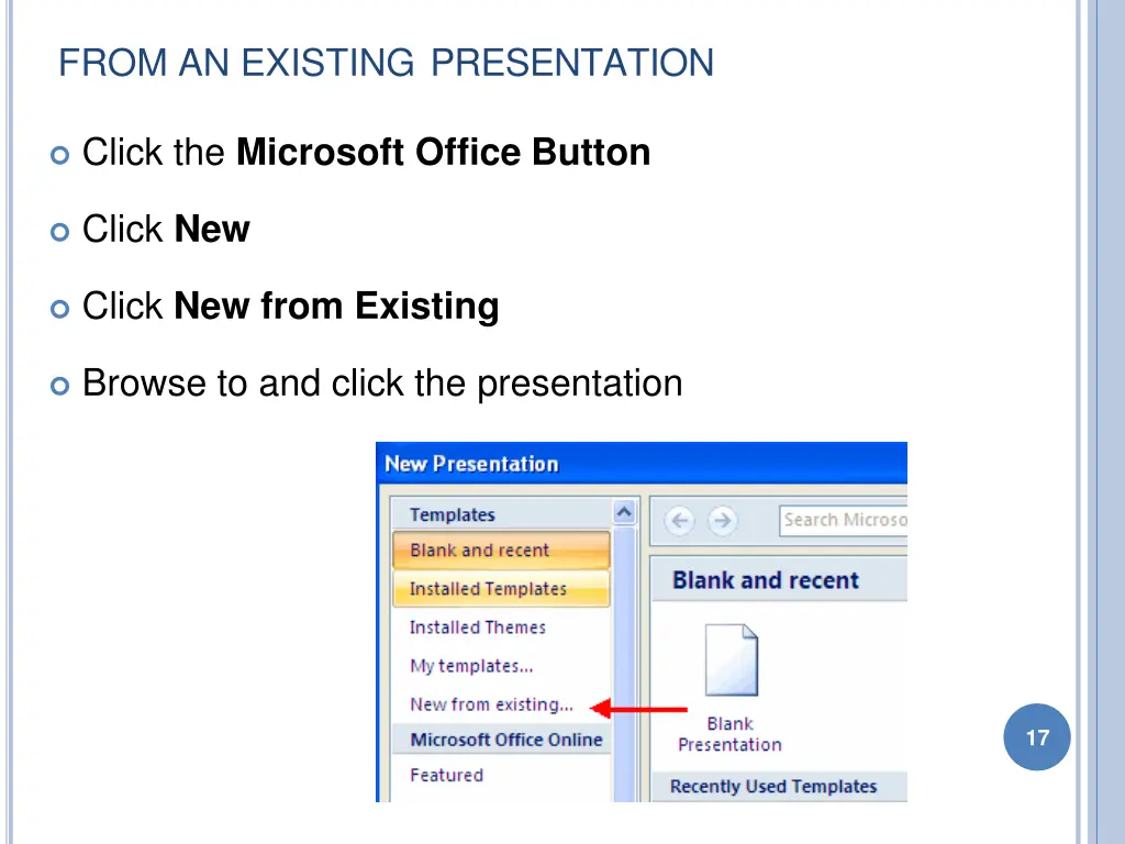 from an existing presentation