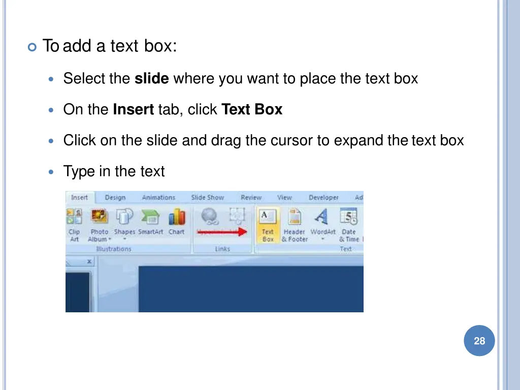 toadd a text box