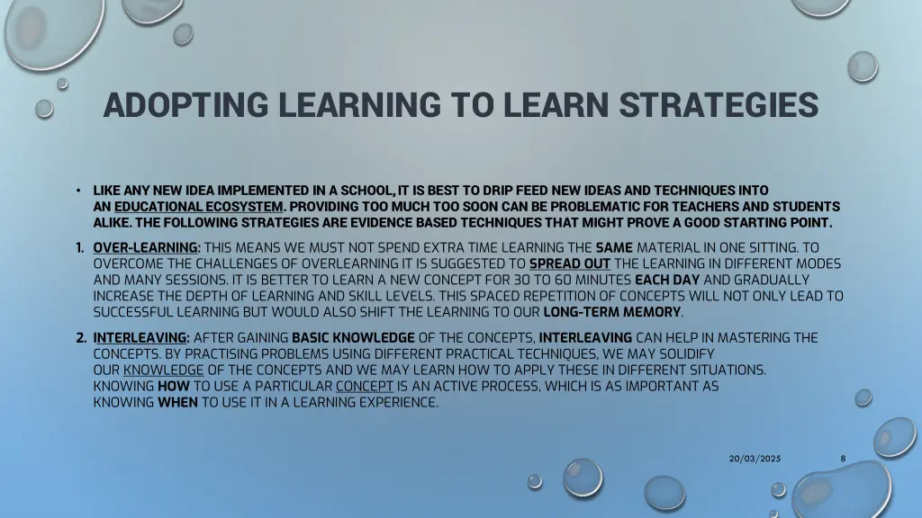 adopting learning to learn strategies