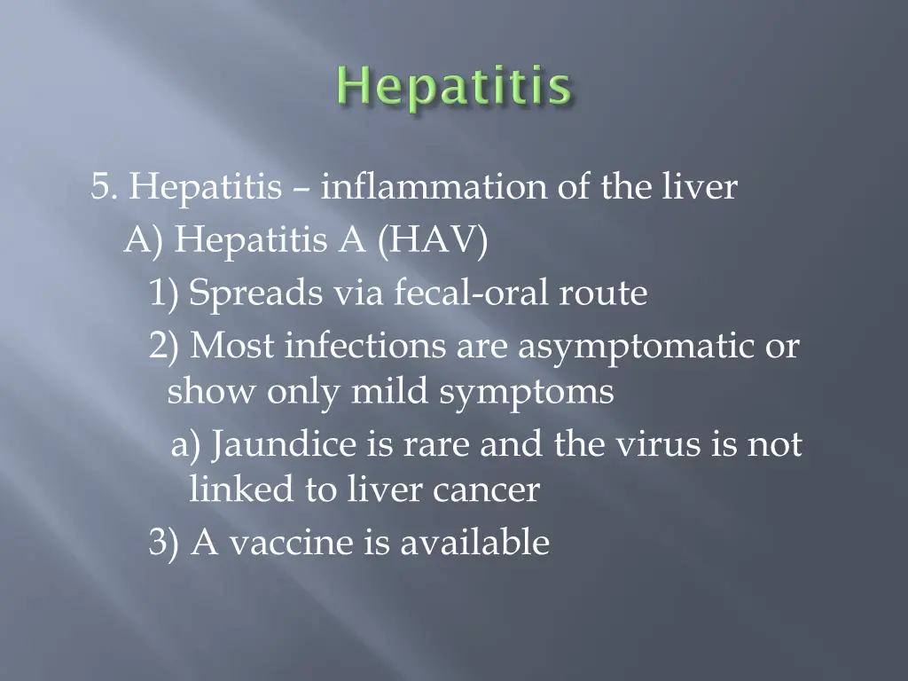 5 hepatitis inflammation of the liver a hepatitis