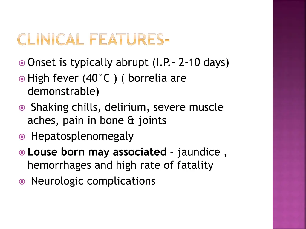 clinical features