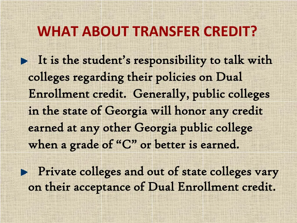 what about transfer credit