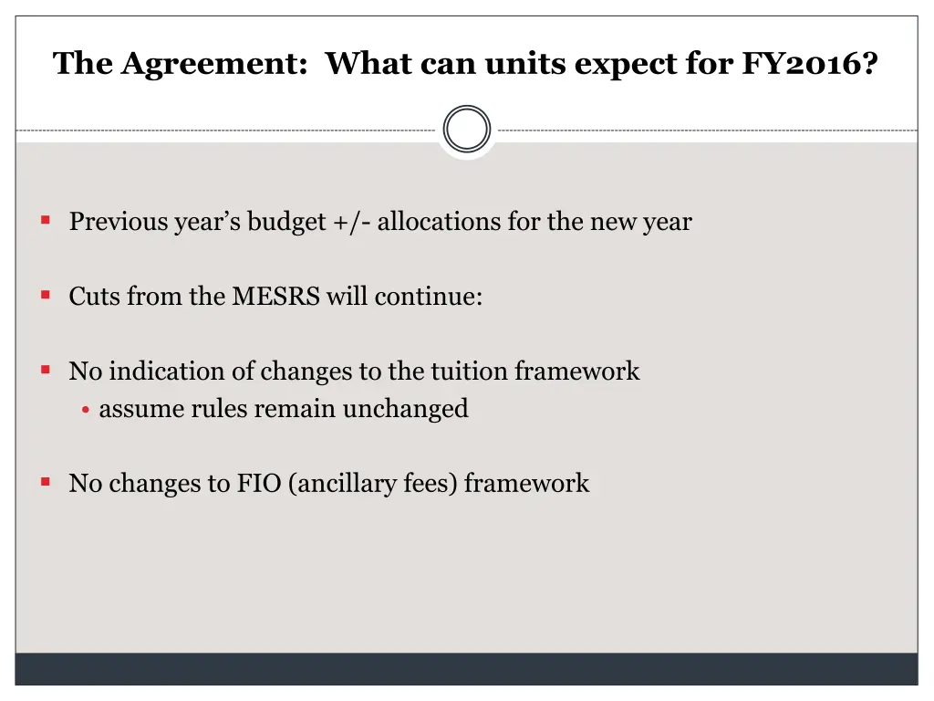 the agreement what can units expect for fy2016