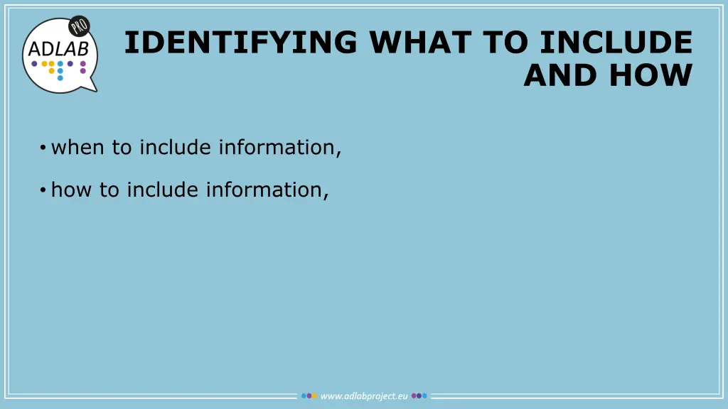 identifying what to include 3