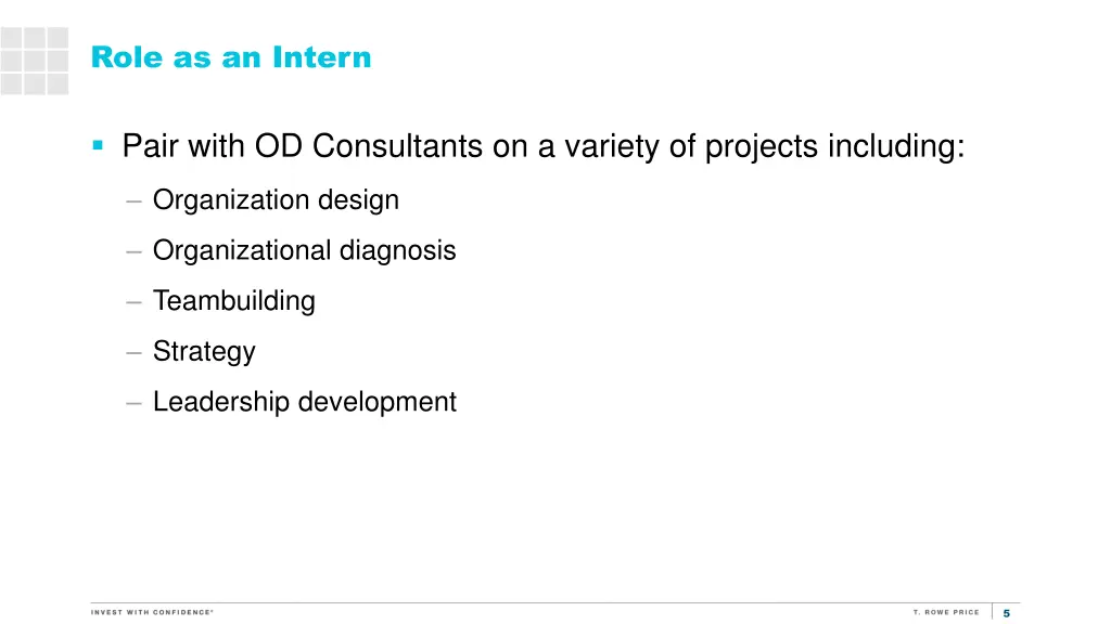 role as an intern