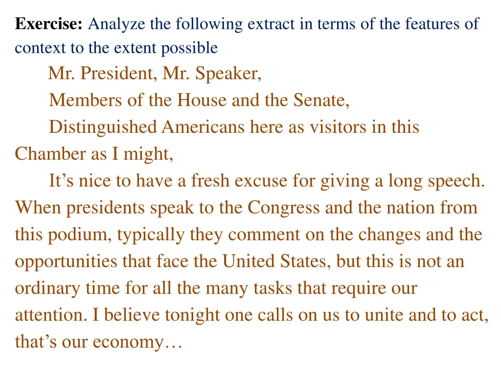 exercise analyze the following extract in terms