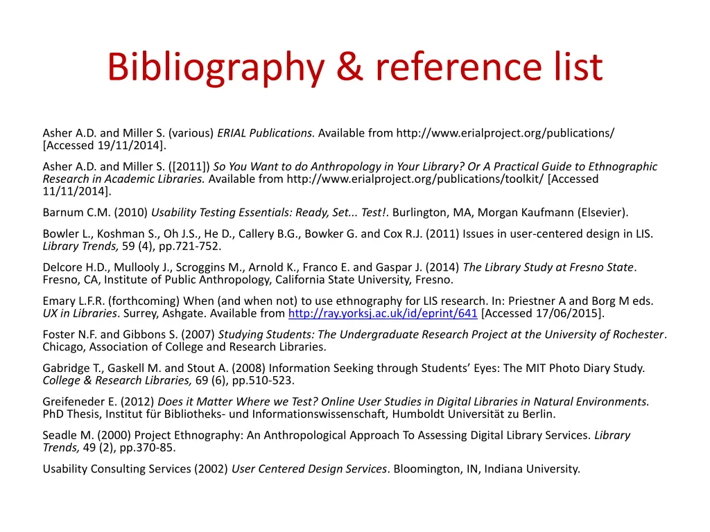 bibliography reference list