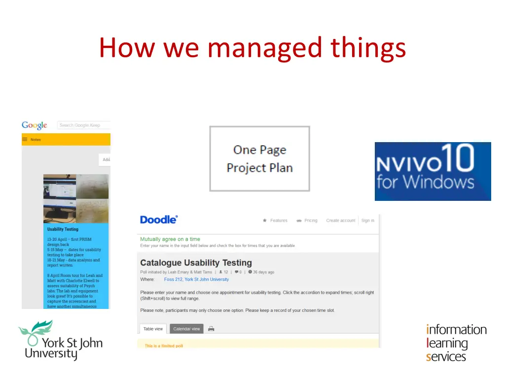 how we managed things