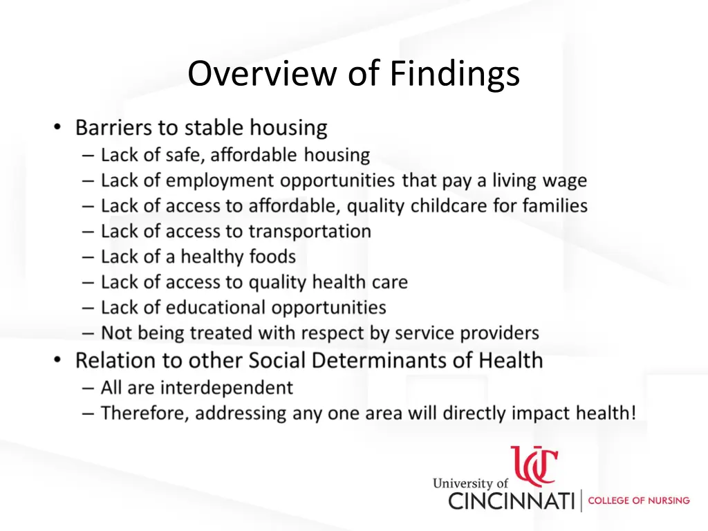 overview of findings
