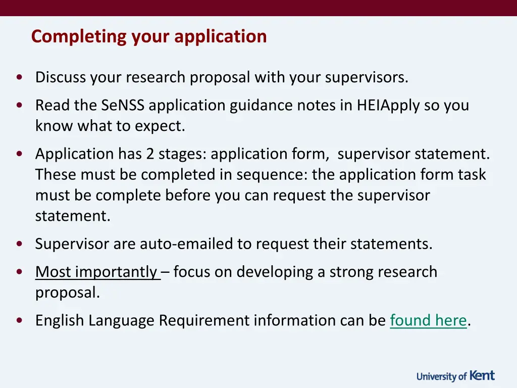 completing your application