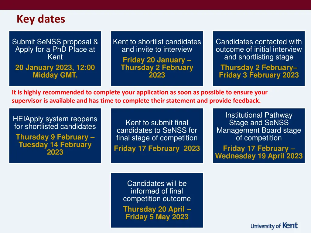 key dates