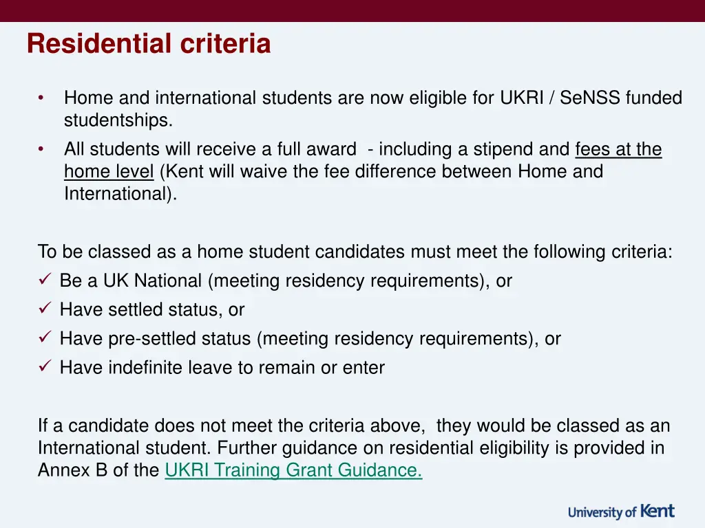 residential criteria