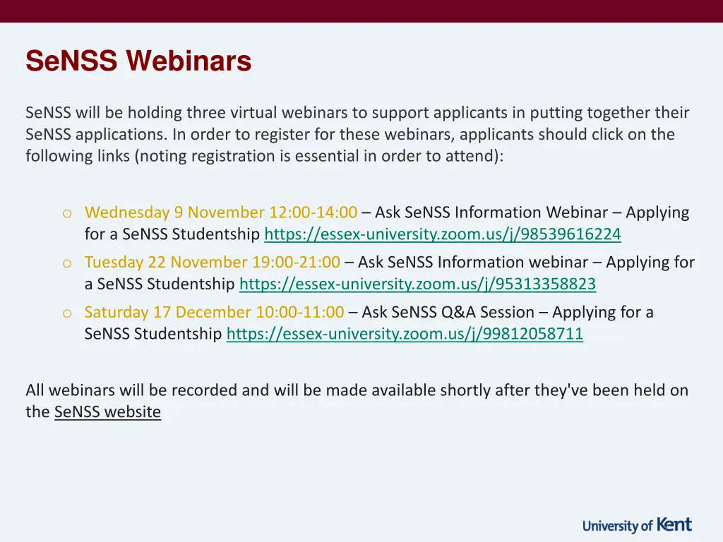 senss webinars