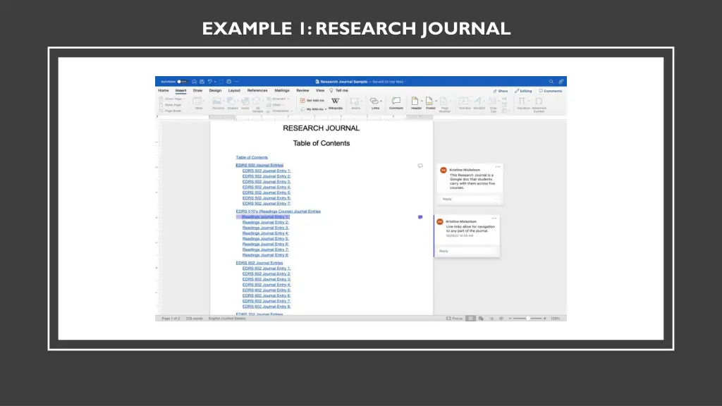 example 1 research journal